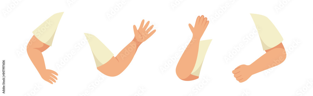 Aufkleber boy arm and hand gesture as character constructor with separated body part vector set