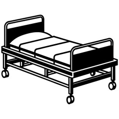 Hospital bed vector silhouette illustration svg file