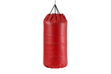 Red Leather Punching Bag Isolated on Black Background