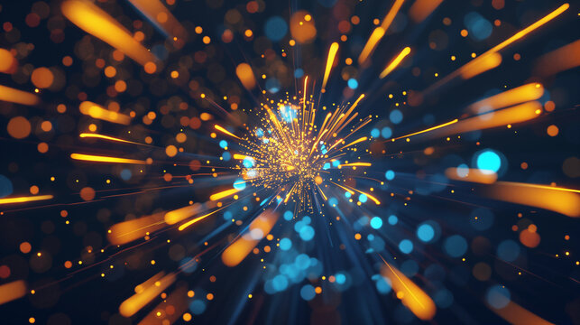 Vibrant Burst of Light: Dynamic Abstract Energy Explosions