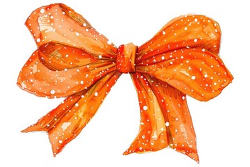orange bow with white speckles