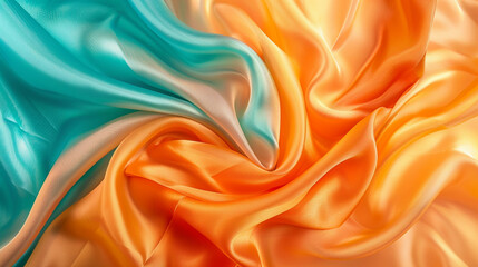Obraz premium Orange and Cyan silk background 