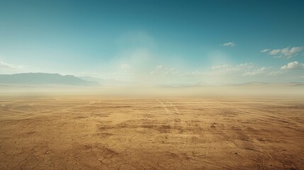 Illusion of Oasis in Desert Heat Waves - Realistic Editorial Photo of Harsh Environment and Mirages