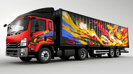 Naklejka premium truck with colorful design