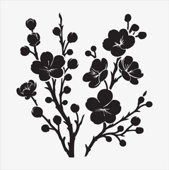 cherry blossom flower silhouette art illustration