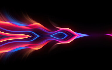 Bright abstract futuristic background. Neon multicolored blurred lines on a dark background