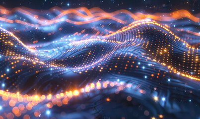 Fototapeta premium waves, abstract, particles, technology, background