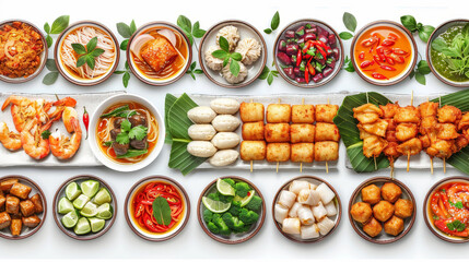 Thai street snacks water color