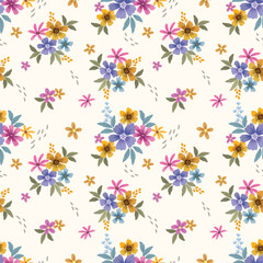 Cute colorful small flowers seamless pattern. Elegant template for fashion prints. seamless design for fabric textile wallpaper.