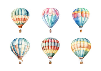 Cute watercolor painting style illustration of Air Balloon, isolated on white background