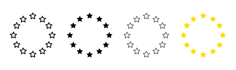 Star circle icon set. European union symbol. Stars arranged in circular shape. Business community vector illustration. © Chelpanoff