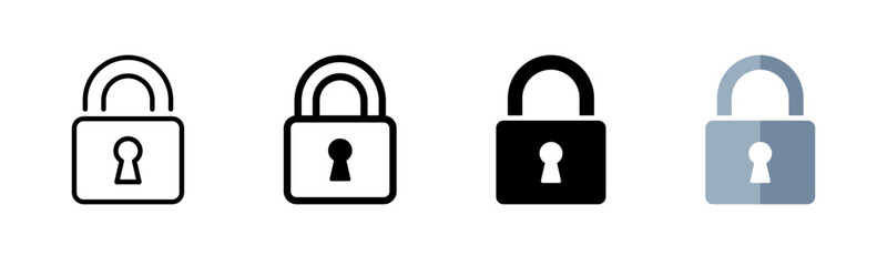 Lock icon set. Padlock vector illustration. Security symbol. Safety pictogram. Protection sign. Password symbol. Privacy icon. Access element. © Chelpanoff
