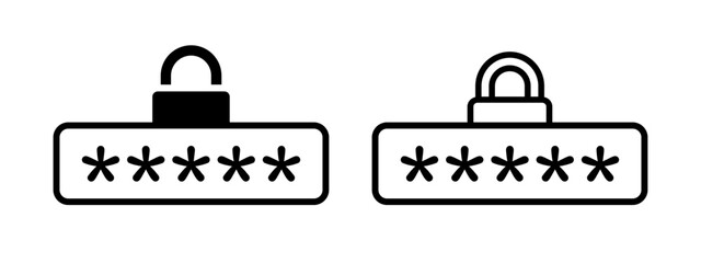 Obraz premium Password protection icon. Account access symbol. User login form vector illustration. Privacy protection sign. Password safety pictogram.