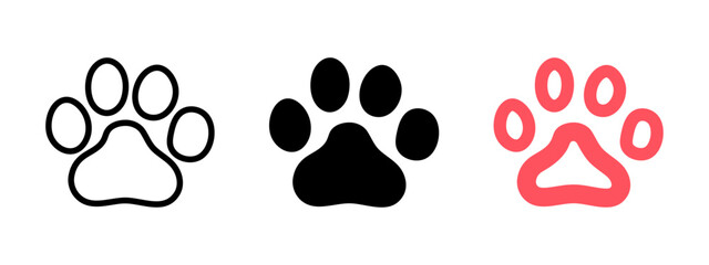Paw icon. Pet footprint symbol. Vet logo. Veterinarian service sign. Animal pictogram. Cat and dog track. Puppy icon. © Chelpanoff