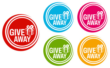 set collections giveaway icon labels. gift for followers social media sign template sticker design vector illustration