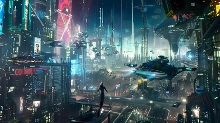 A Futuristic Cityscape background, Generative Ai