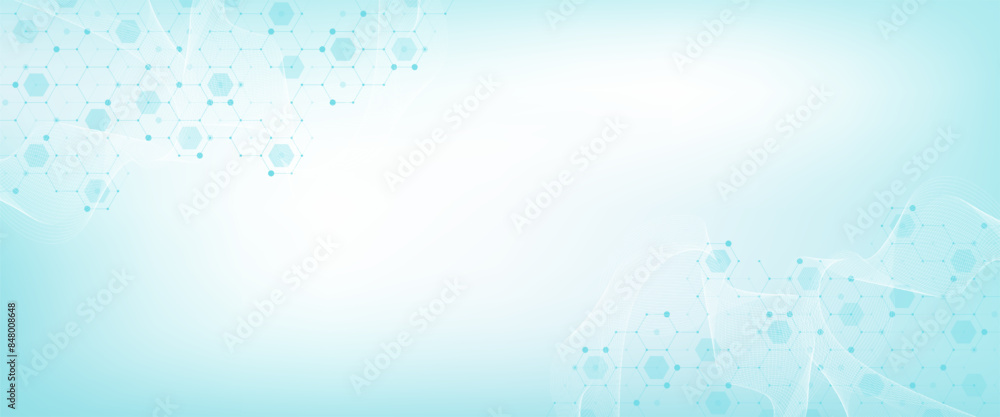 Wall mural modern health care or medical background design. health care innovation concept. horizontal header w