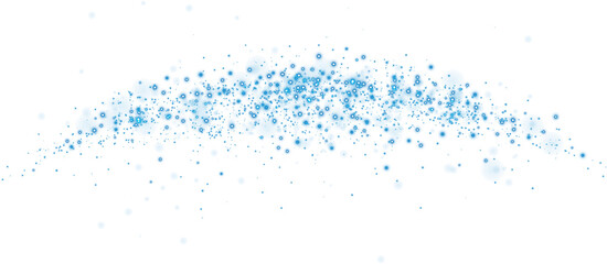 Blue dust, sparks and blue stars shine with special light. Trace of speed lines. Christmas light effect. Sparkling magic dust particles. PNG.
