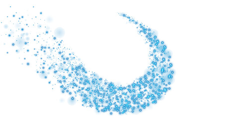 Blue dust, sparks and blue stars shine with special light. Trace of speed lines. Christmas light effect. Sparkling magic dust particles. PNG.
