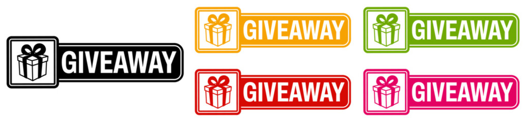 set sign giveaway icon. gift event competition template banner design vector illustration 