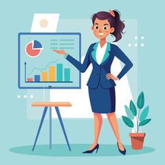 business woman in front of a whiteboard