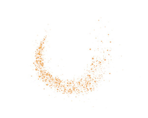Golden dust, sparks and golden stars shine with special light. Trace of speed lines. Christmas light effect. Sparkling magic dust particles. PNG.
