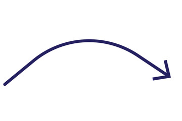 Red long curved arrow sign, icon for business or web button decoration in isolated. Vector illustration