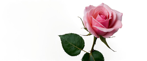Fototapeta premium Photorealistic top view of a single pink rose
