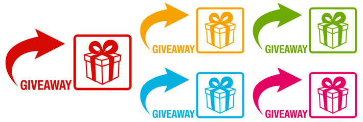 Set collections trendy colorful giveaway icon sign. social media free gift labels design template Vector illustration