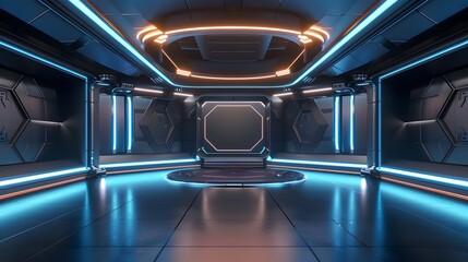 Sleek and Sophisticated Digital Photostudio Interior with Futuristic Hi-Tech Aesthetic