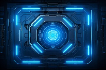 Futuristic Blue Sci-Fi Portal Concept