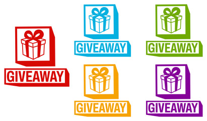 Set collections trendy colorful giveaway icon sign. social media free gift labels design template Vector illustration