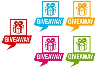Set collections trendy colorful giveaway icon sign. social media free gift labels design template Vector illustration