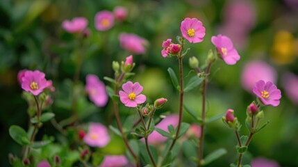 Fototapeta premium The garden displays lovely flowers of Common Purslane