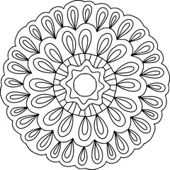 sun mandala line art coloring book page