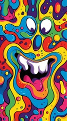 Obraz premium Colorful cartoon face smiling with tongue out background design