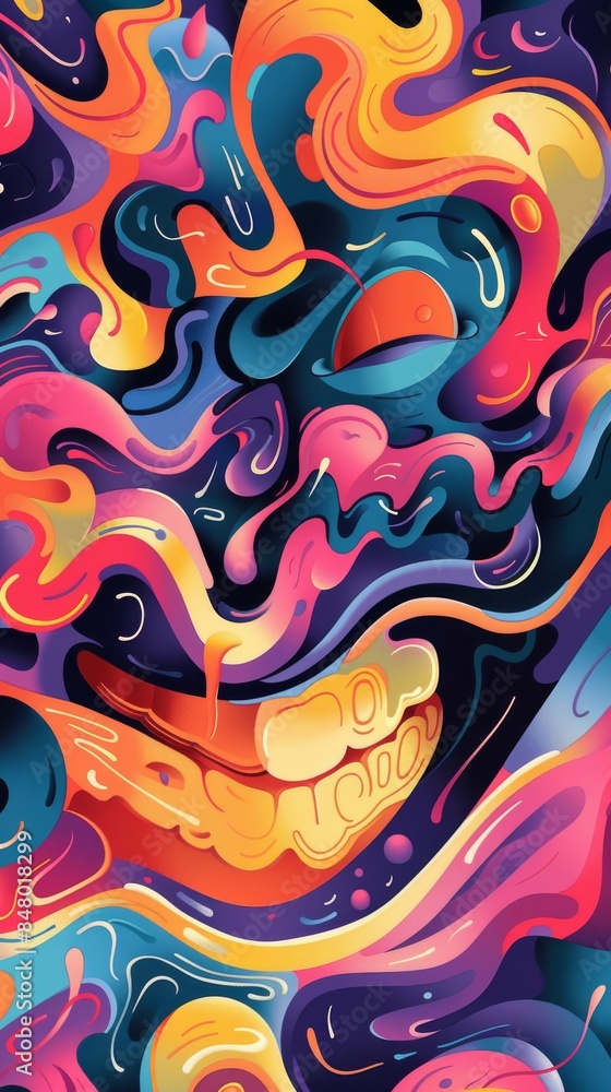 Poster abstract colorful background with organic flowing shapes and lines