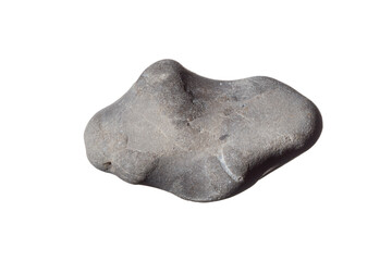 Gray Pebble isolated on white background. Metaphor and shape of storm cloud. 