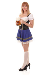 girl with a mug of fresh light beer