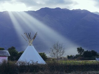 Teepee Illuminated by Sunbeams