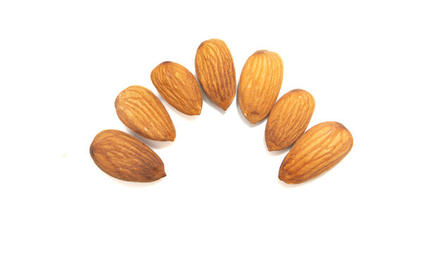 Almond placed pefect on white background
