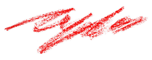 Red pencil strokes isolated on transparent background.
