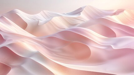 Tranquil yet Dramatic Abstract Digital Art Featuring Desert Dunes and Sand Ripple Textures on a Dusky Rose Background with 3D Rendered Matte Surface Detail