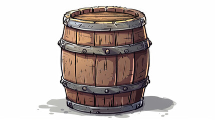 Wooden wine barrel on white isolated background