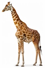 Fototapeta premium Giraffe Standing Isolated on White Background. Generative ai