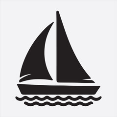 Dingy boat icon vector silhouette art illustration