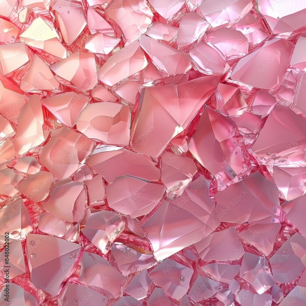 Poster delicate shattered pink glass fragments create a beautiful abstract pattern with sharp edges and int