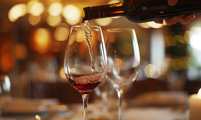 pouring wine in a glass