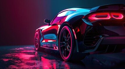 Dynamic sporty car website landing page adorned in dark photorealistic colors