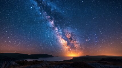 Fototapeta premium Stargazing Serenity: Milky Way over Snowdonia Dark Sky Reserve in Wales